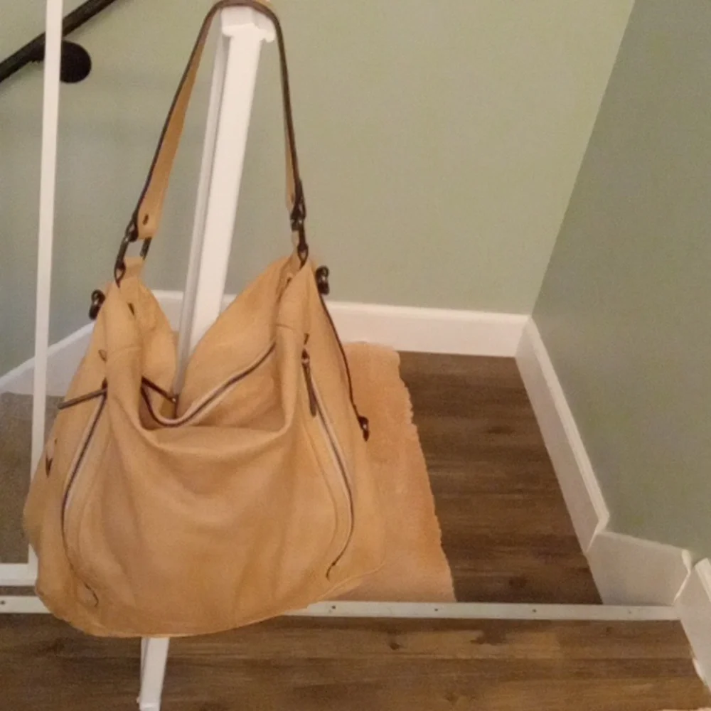 Vintage Elliott Lucca Tan Leather Slouchy Hobo Bag - Picture 3 of 10